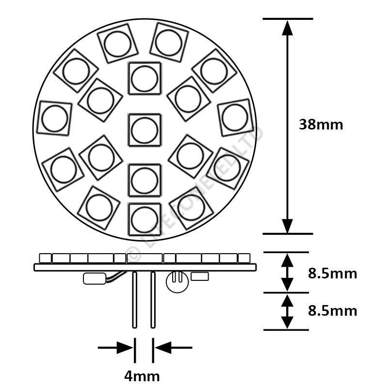 G4 18SMD 10-30 Vdc Back Pin 3.6W Warm White LED Bulb 